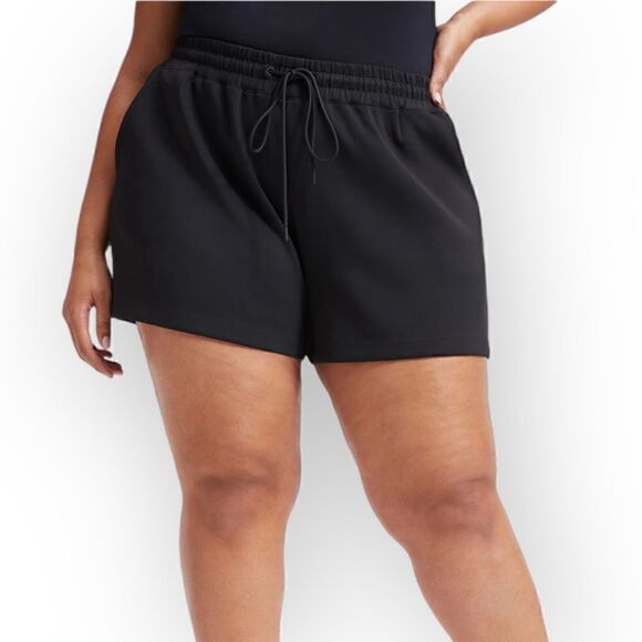 NEW Good American Drawstring Scuba Highwaist Shorts In Black Size 5XL - Picture 10 of 14